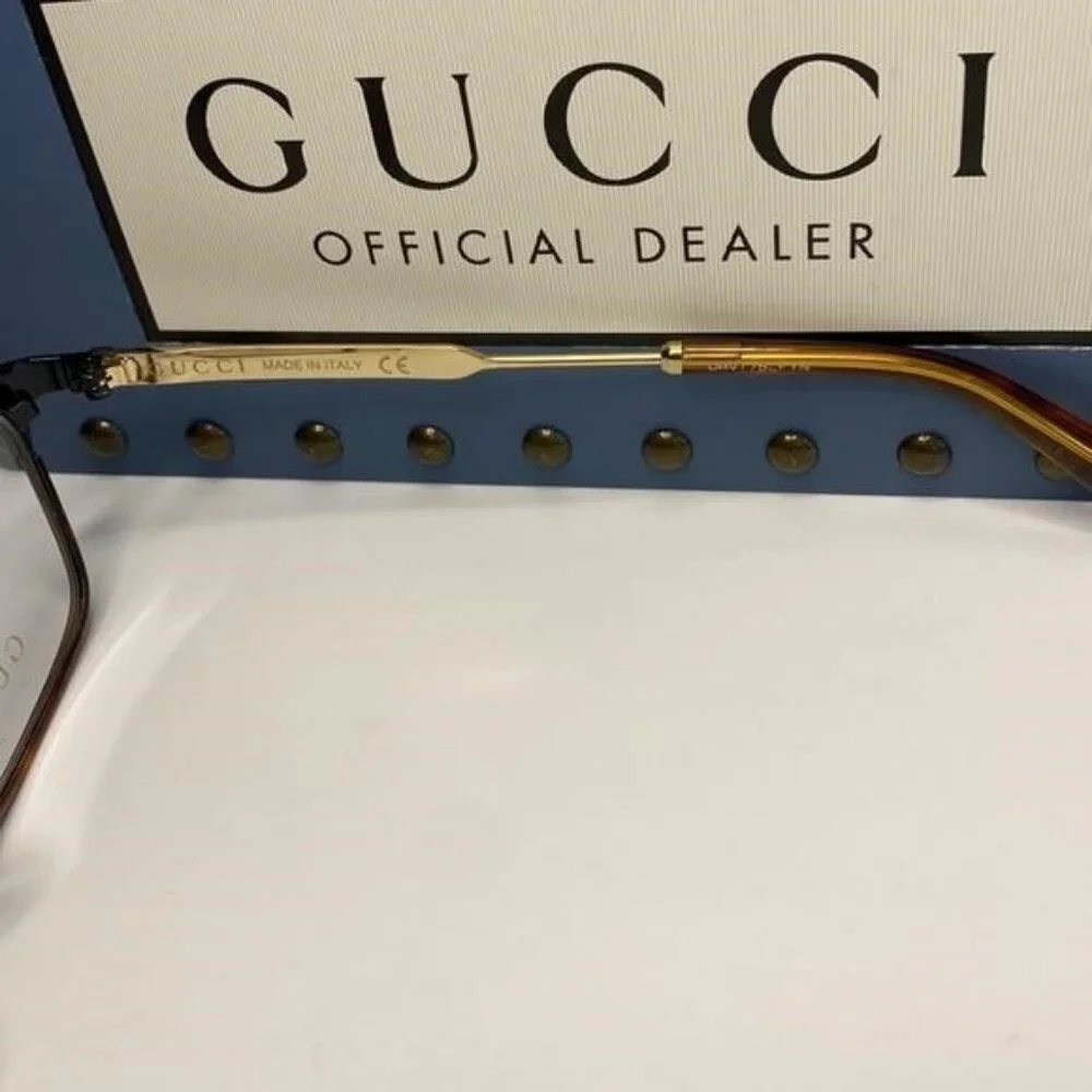 New - Gucci Eyeglasses GG0135O 004 52mm Black on Havana / Demo Lens